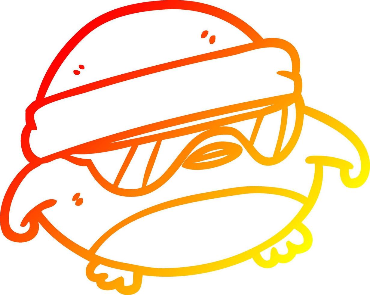 warm gradient line drawing cool christmas robin with sunglasses vector