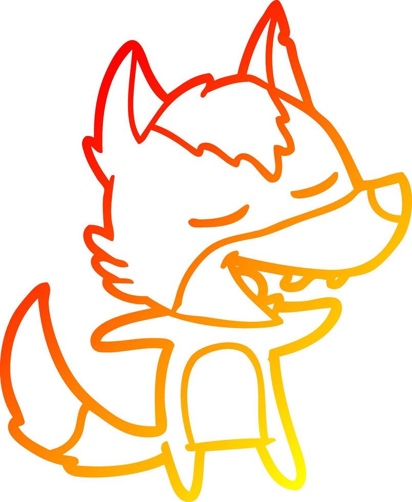 warm gradient line drawing cartoon wolf laughing vector