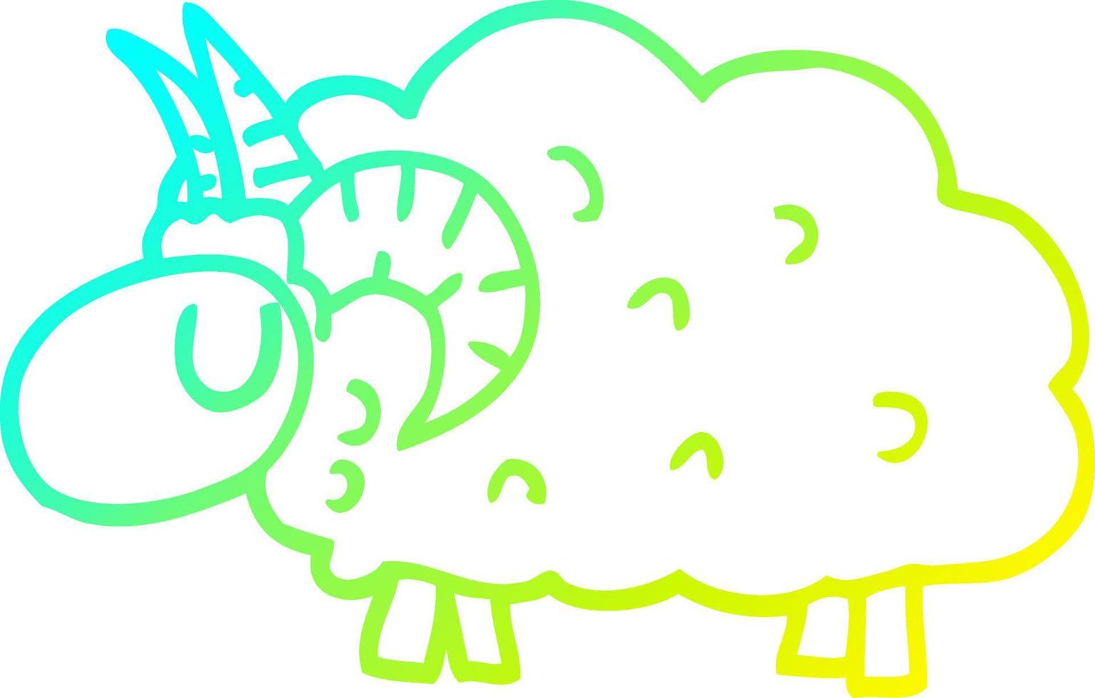 cold gradient line drawing cartoon black sheep vector