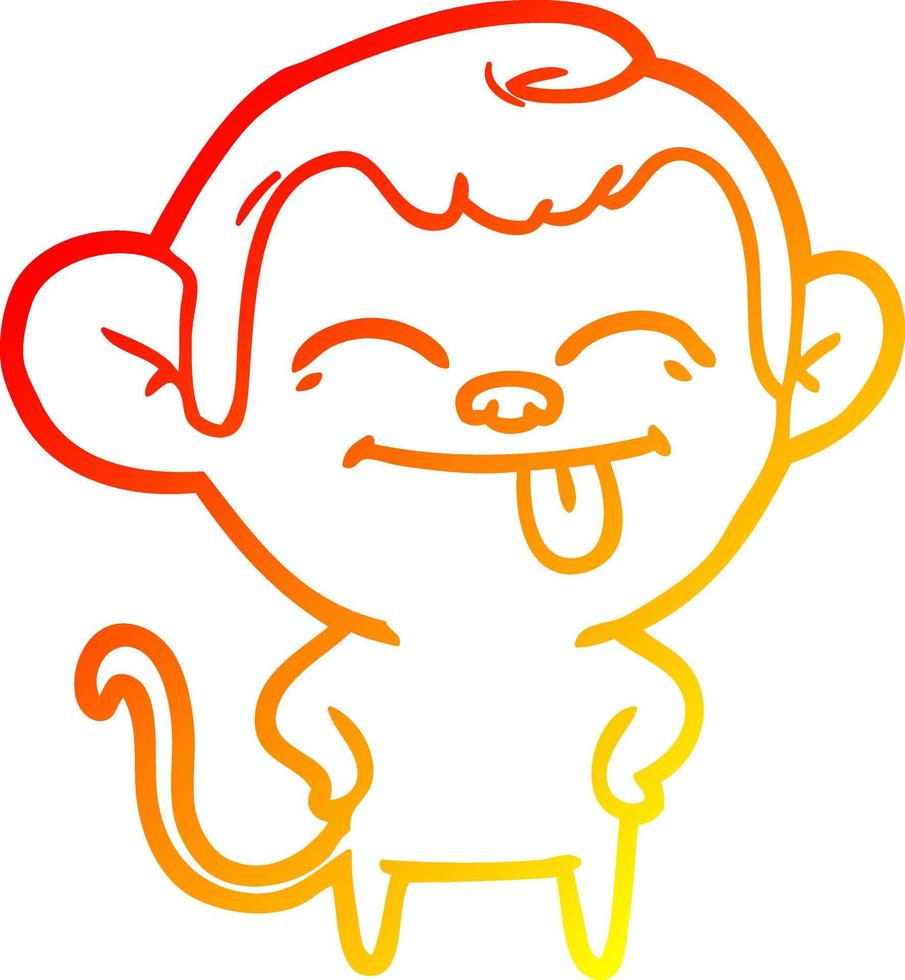 warm gradient line drawing funny cartoon monkey vector