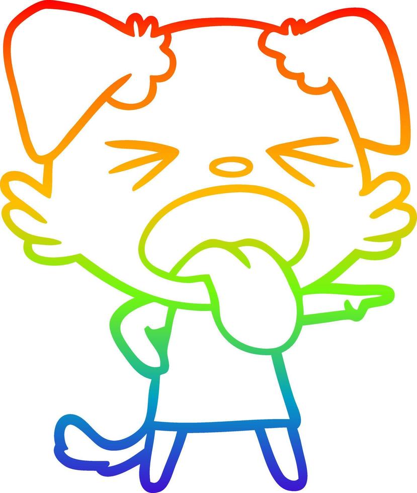 rainbow gradient line drawing cartoon disgusted dog vector