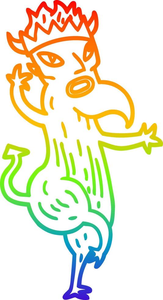 rainbow gradient line drawing cartoon devil vector