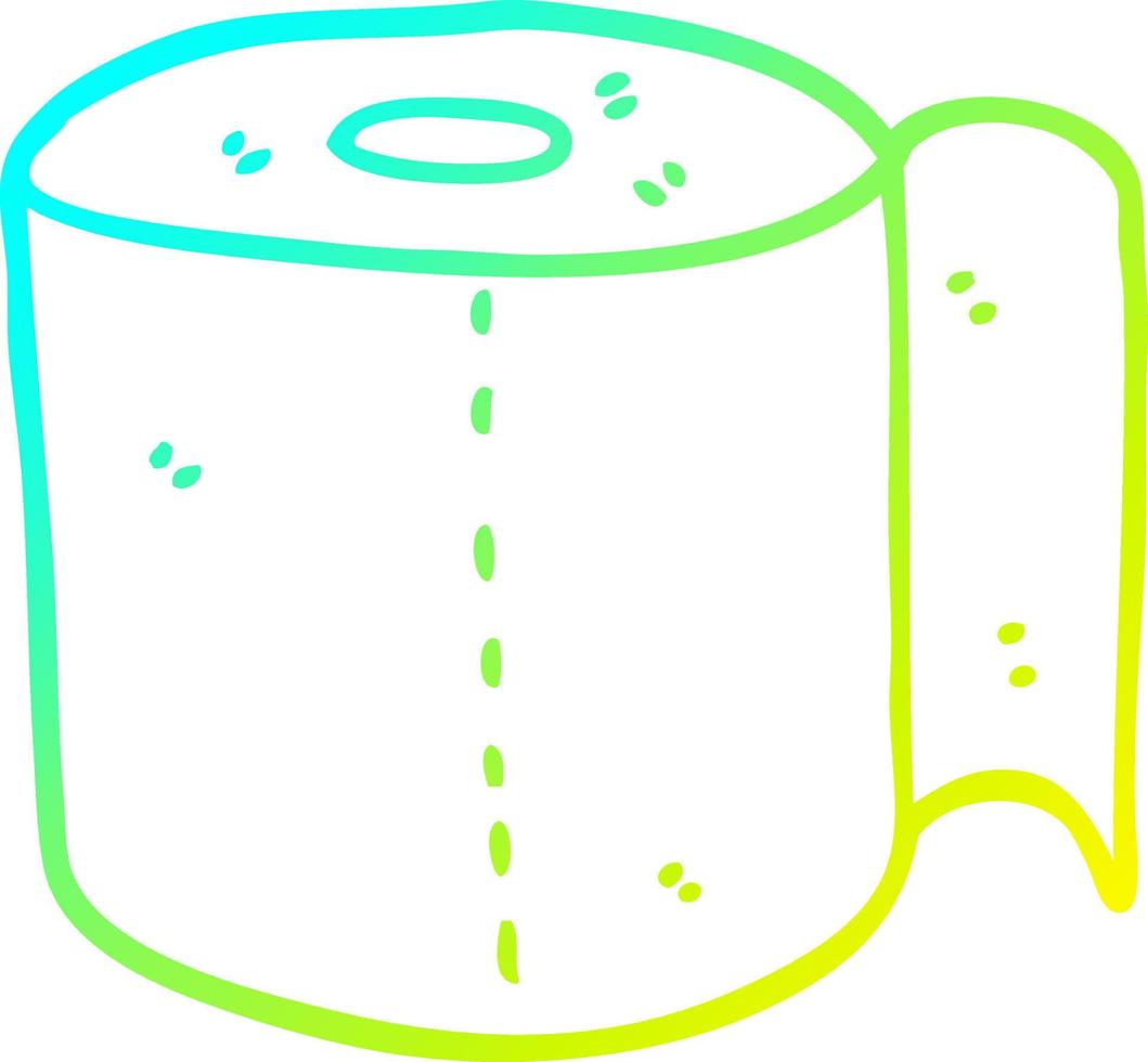 rollo de papel higiénico de dibujos animados de dibujo de línea de gradiente frío vector
