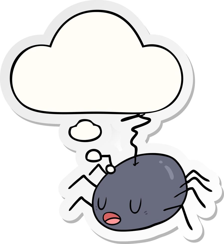 cartoon spider and thought bubble as a printed sticker vector