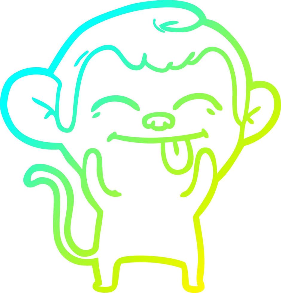 cold gradient line drawing funny cartoon monkey vector