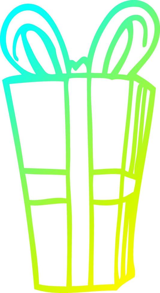 cold gradient line drawing cartoon wrapped present vector
