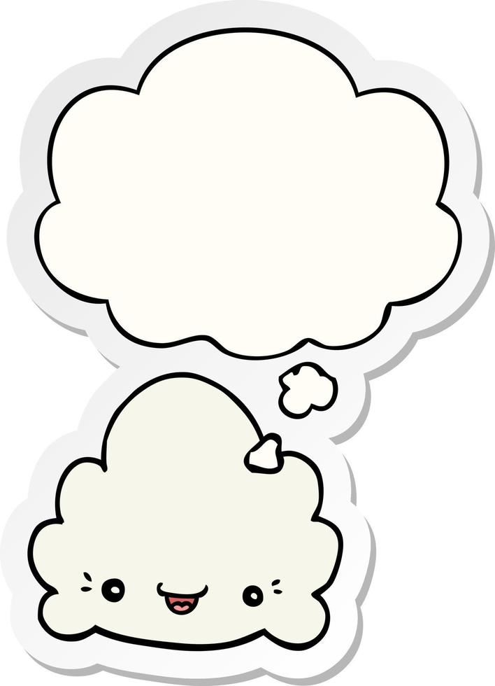 cartoon cloud and thought bubble as a printed sticker vector