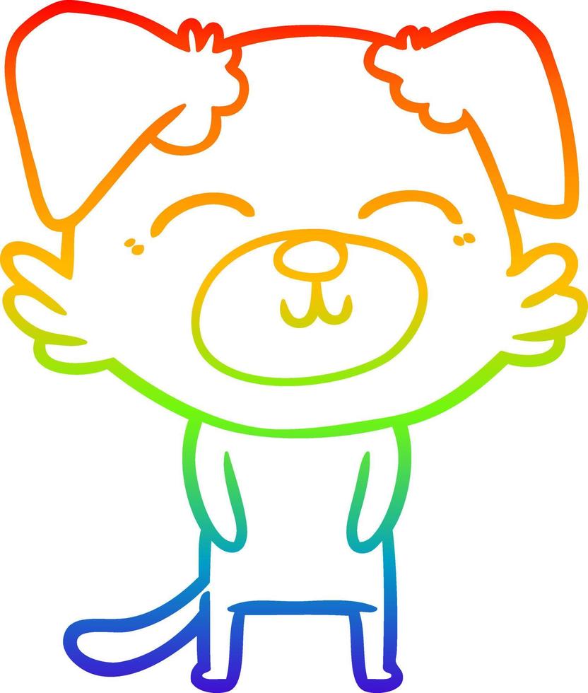 rainbow gradient line drawing cartoon dog vector