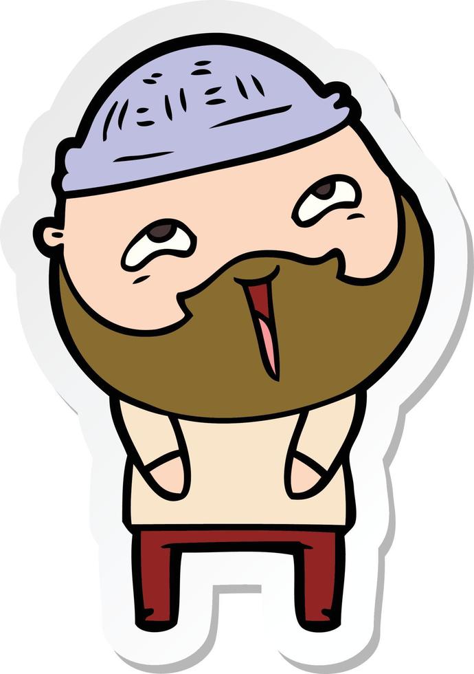 sticker of a cartoon happy bearded man vector