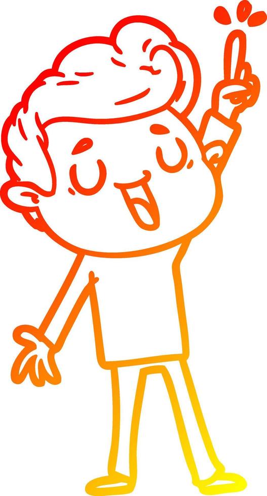 warm gradient line drawing happy cartoon man vector