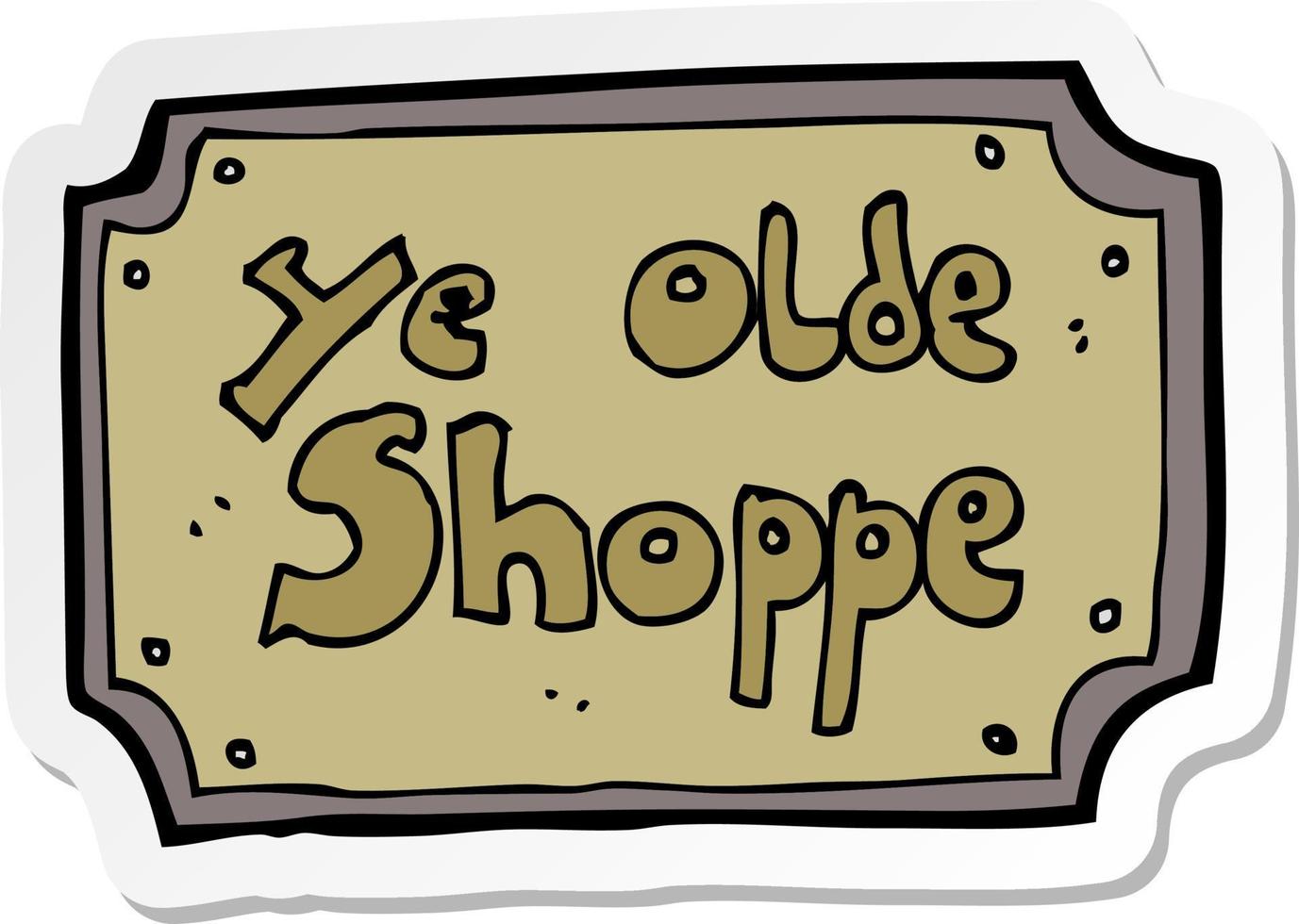 sticker of a cartoon old fake shop sign vector