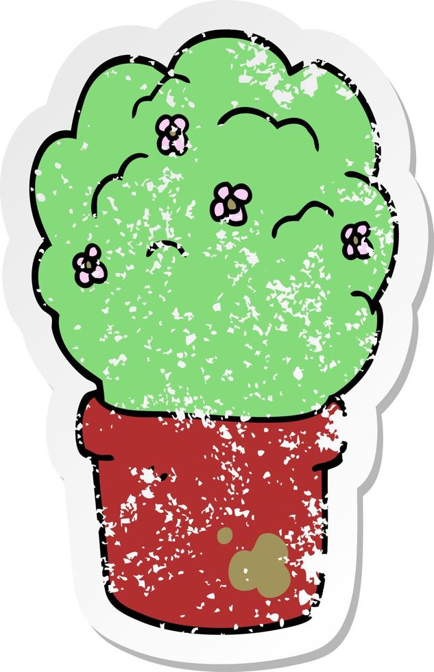 distressed sticker of a cartoon shrub vector