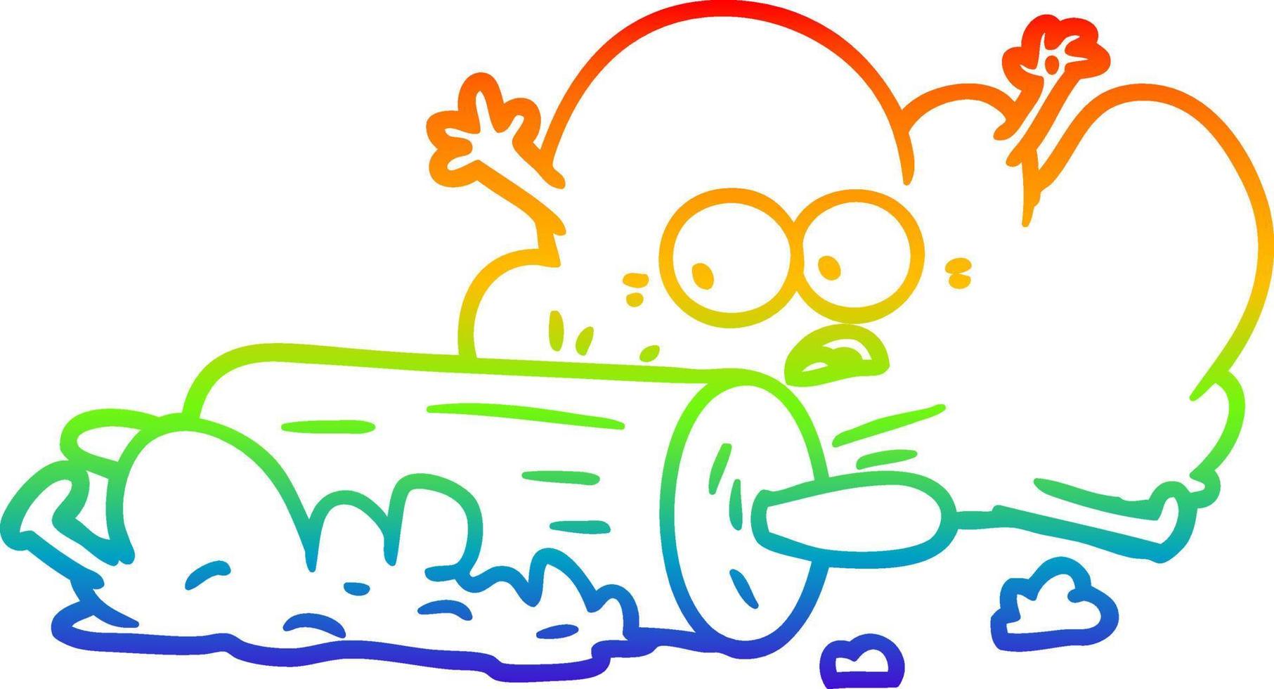 rainbow gradient line drawing cartoon dough being rolled out vector