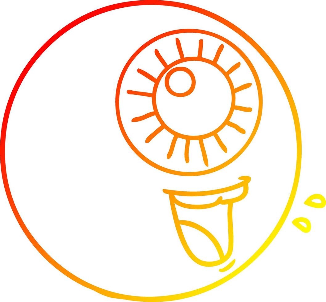 warm gradient line drawing cartoon eyeball laughing vector