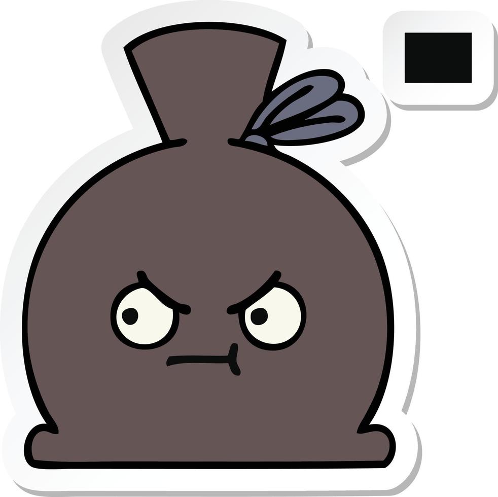 sticker of a cute cartoon sack vector