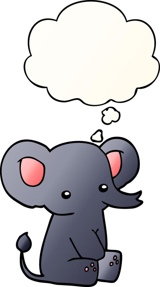 cartoon elephant and thought bubble in smooth gradient style vector