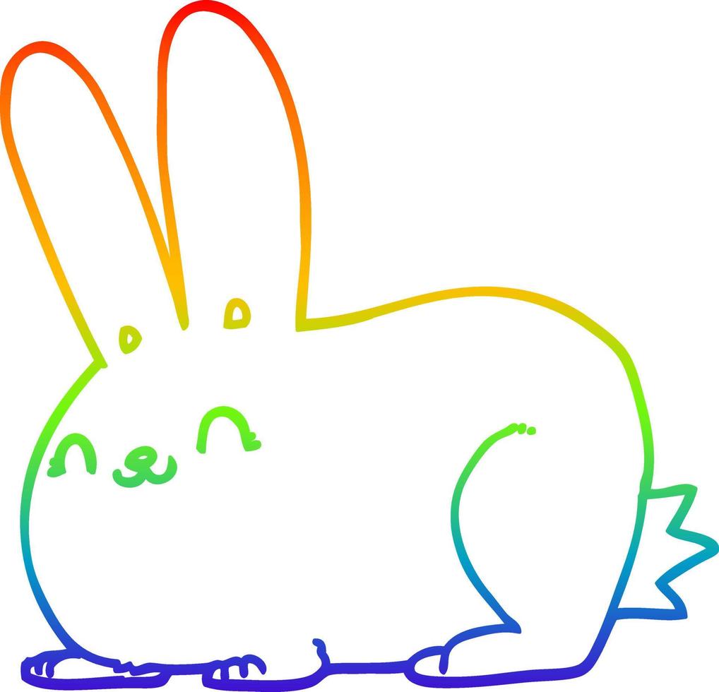 rainbow gradient line drawing cartoon rabbit vector