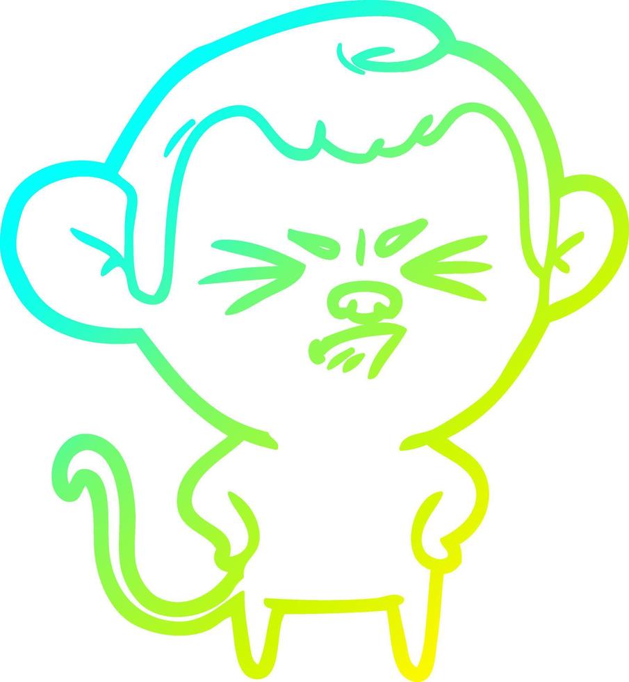 cold gradient line drawing cartoon annoyed monkey vector