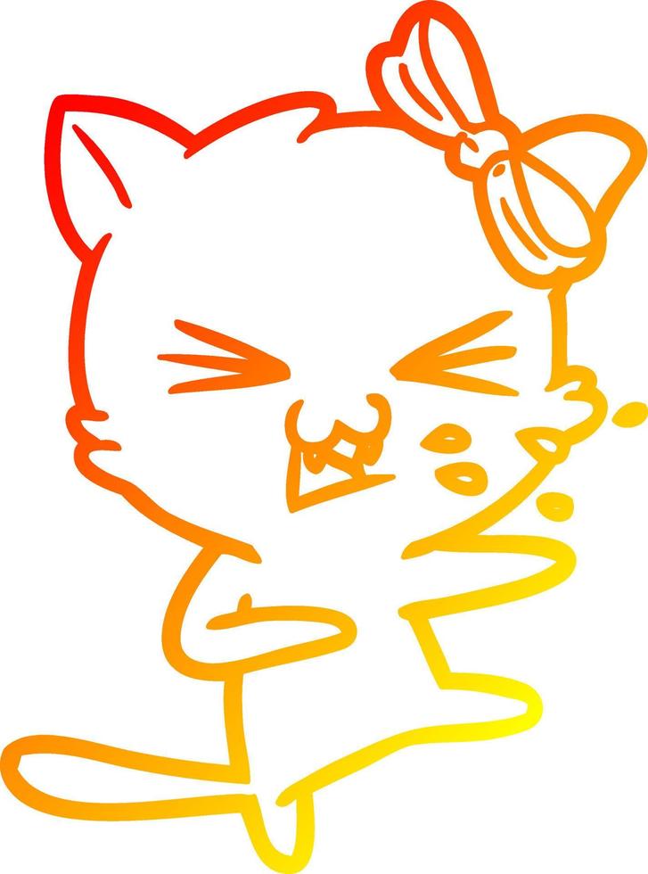 gato de dibujos animados de dibujo de línea de gradiente cálido vector