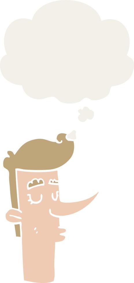 cartoon arrogant man and thought bubble in retro style vector