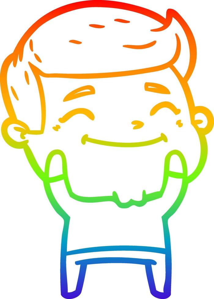 rainbow gradient line drawing happy cartoon man vector