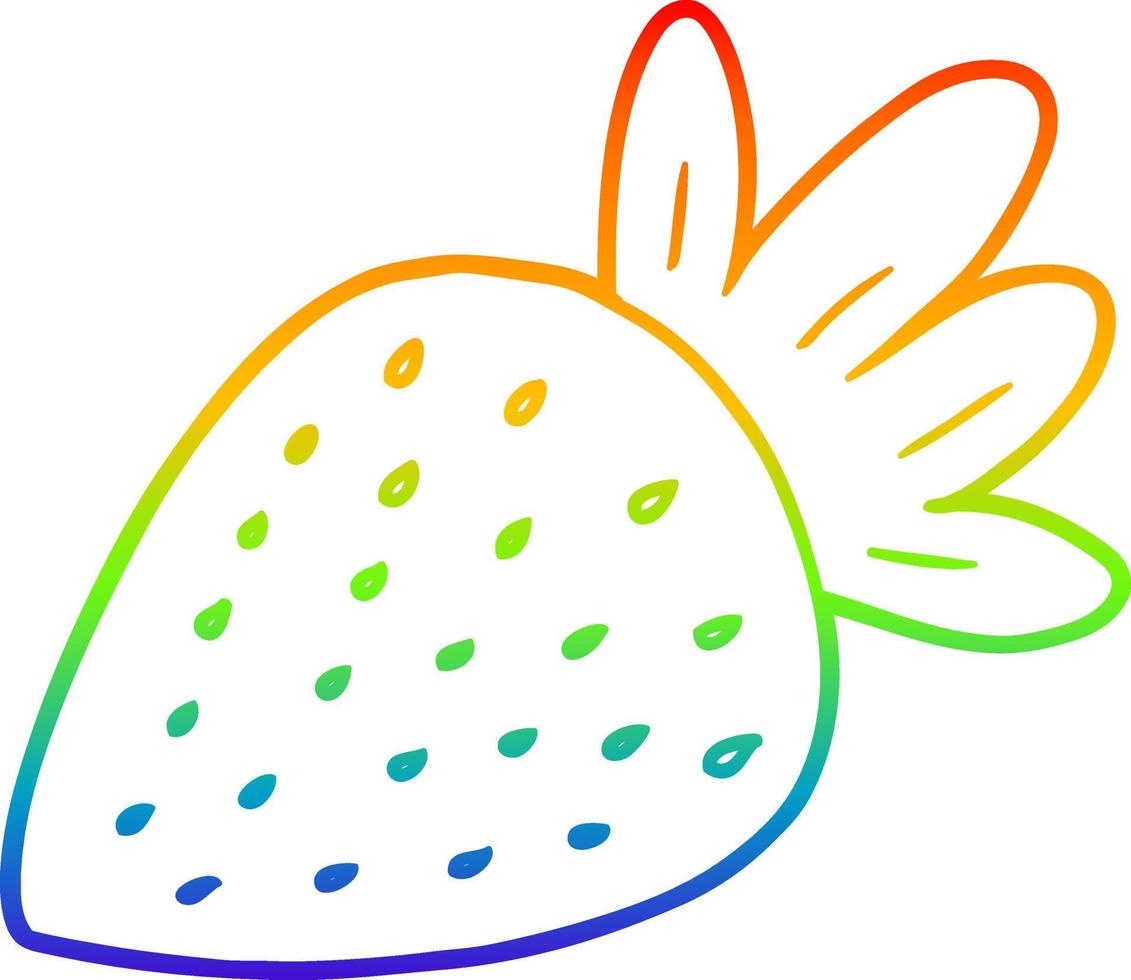 rainbow gradient line drawing cartoon strawberry vector