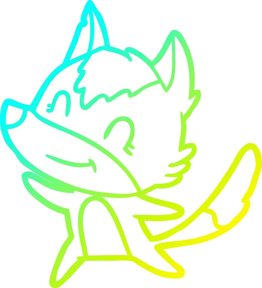 cold gradient line drawing friendly cartoon wolf vector