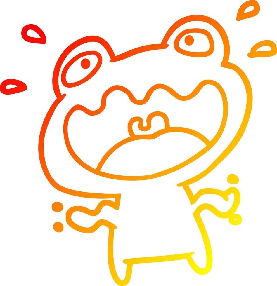 warm gradient line drawing cute frog frightened vector