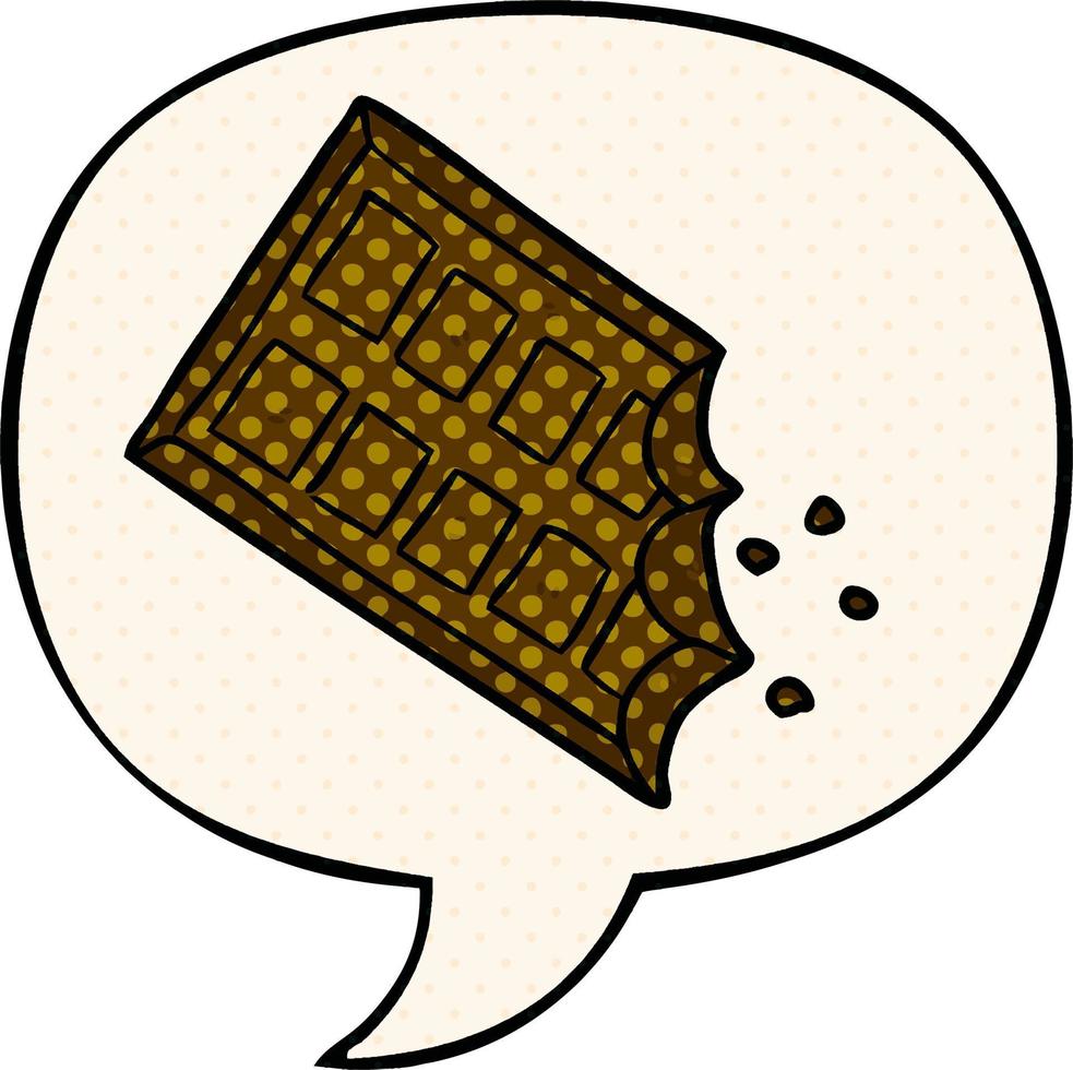 cartoon bar of chocolate and speech bubble in comic book style vector