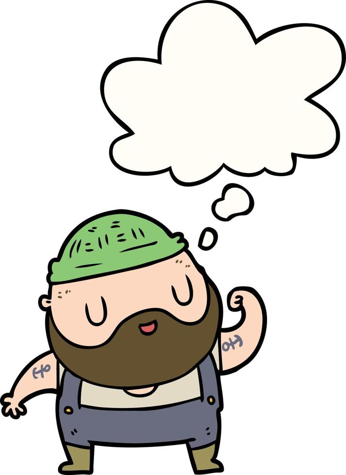 cartoon dock worker and thought bubble vector