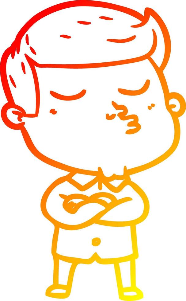 warm gradient line drawing cartoon model guy pouting vector