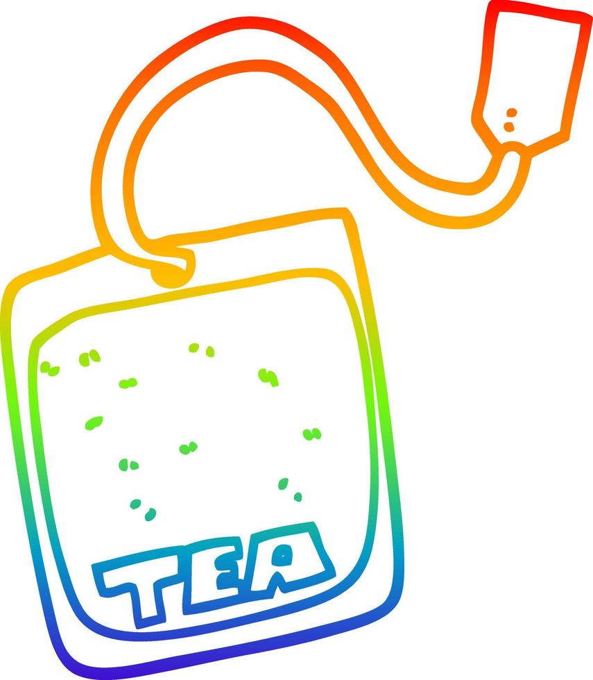 rainbow gradient line drawing cartoon tea bag vector