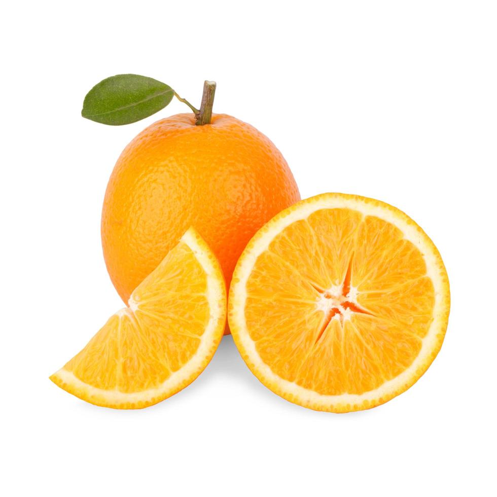 Slice of fresh orange isolated on white background photo
