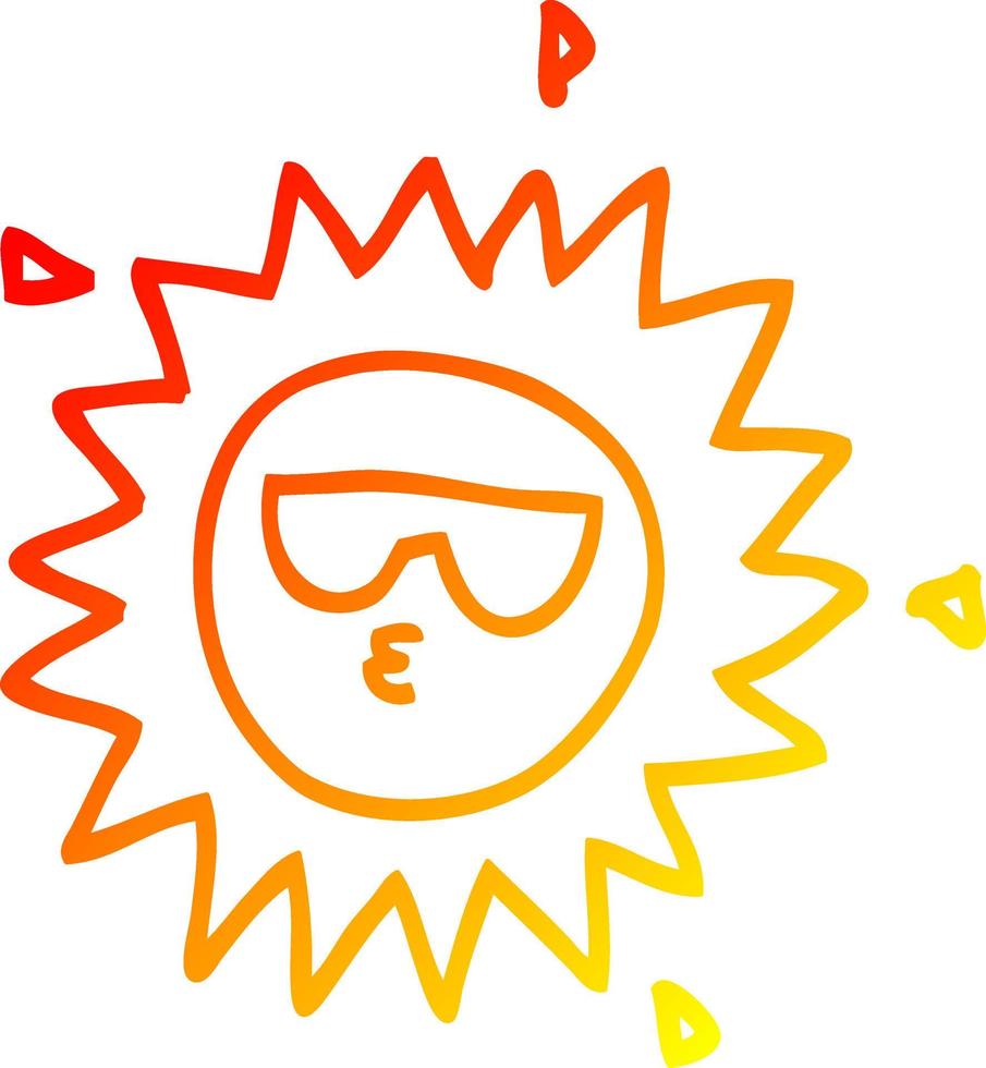 sol de dibujos animados de dibujo de línea de gradiente cálido vector