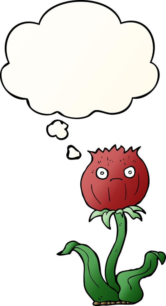 cartoon thistle and thought bubble in smooth gradient style vector