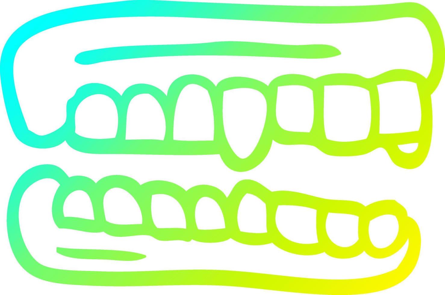 cold gradient line drawing cartoon false teeth vector