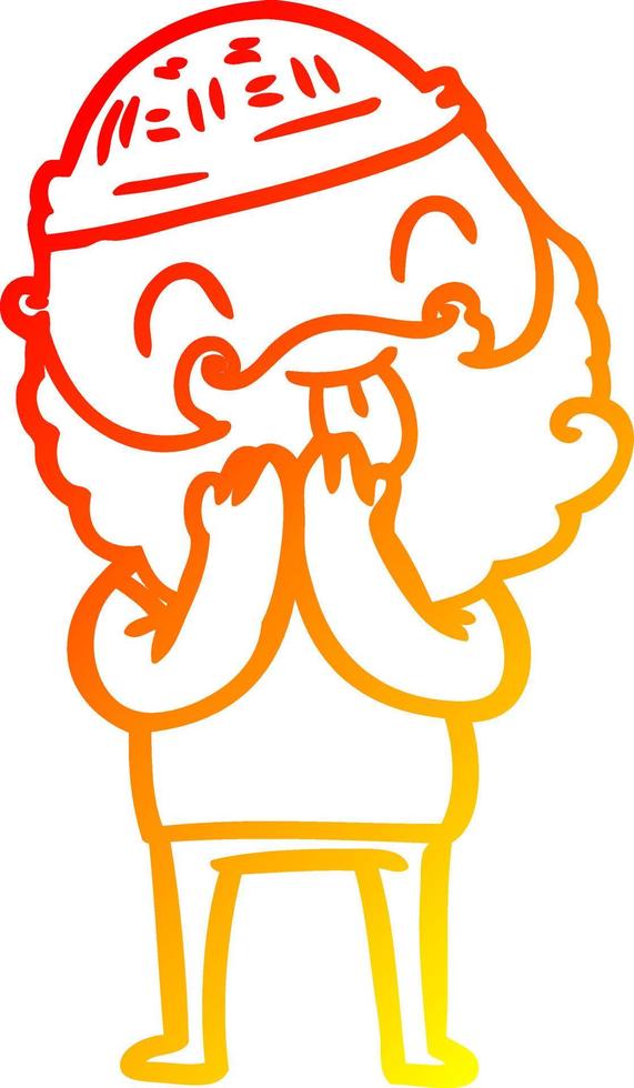 warm gradient line drawing man with beard sticking out tongue vector