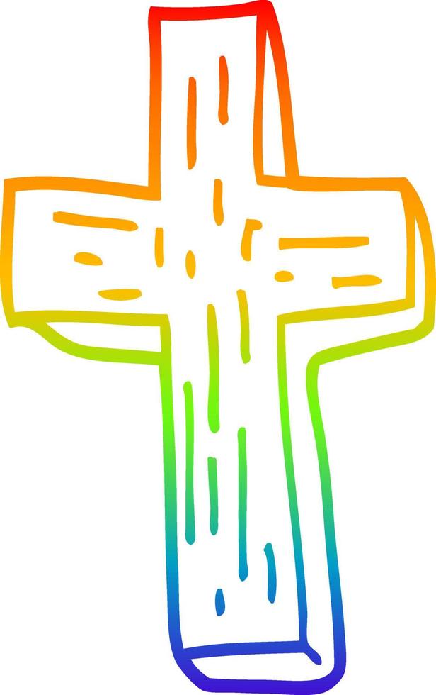 rainbow gradient line drawing cartoon anti vampire cross vector