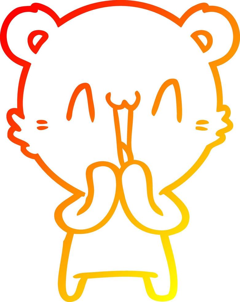 warm gradient line drawing happy bear cartoon vector