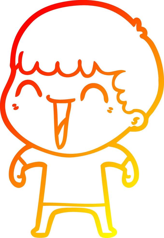 warm gradient line drawing cartoon happy man vector