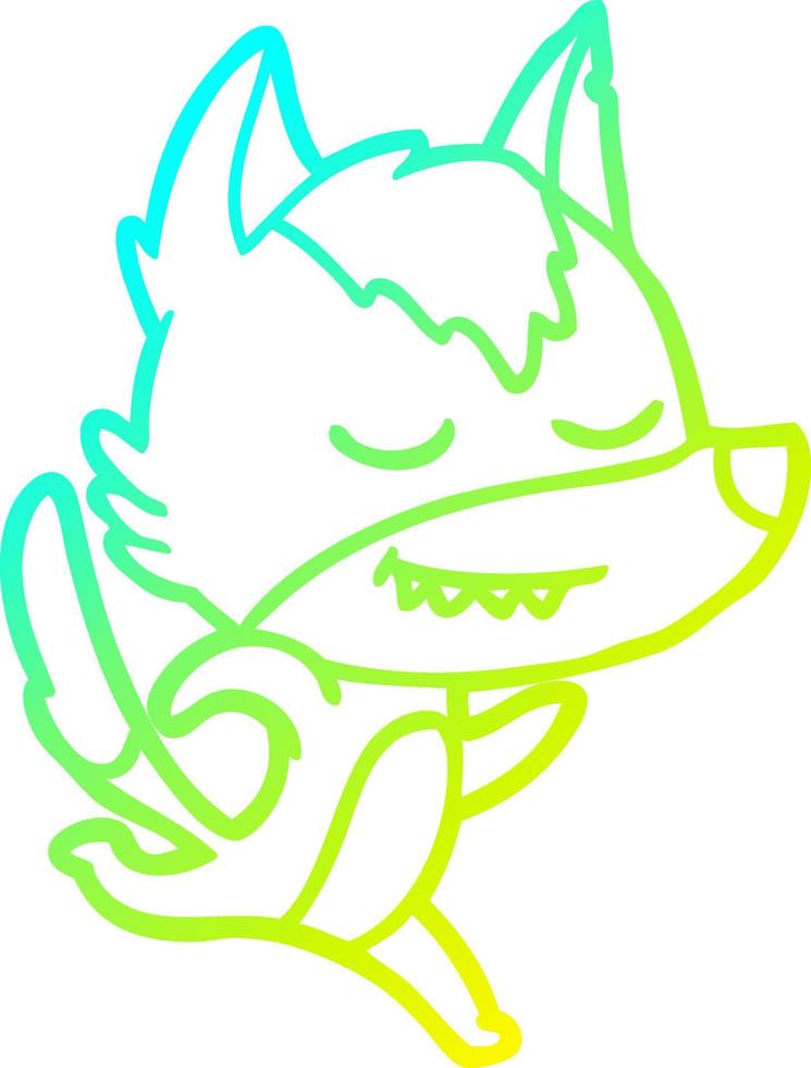 cold gradient line drawing friendly cartoon wolf vector