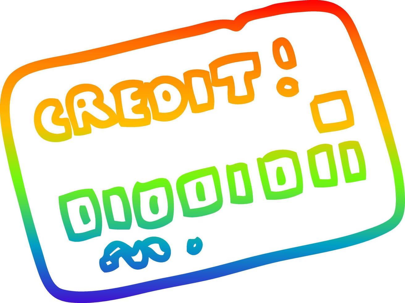 rainbow gradient line drawing cartoon credit card vector