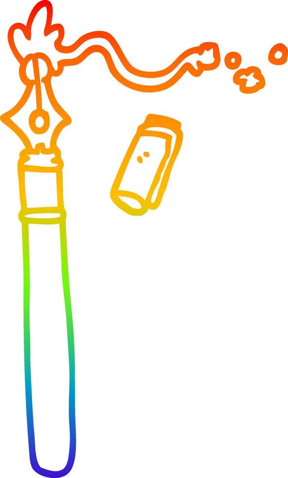 rainbow gradient line drawing cartoon fountain pen vector