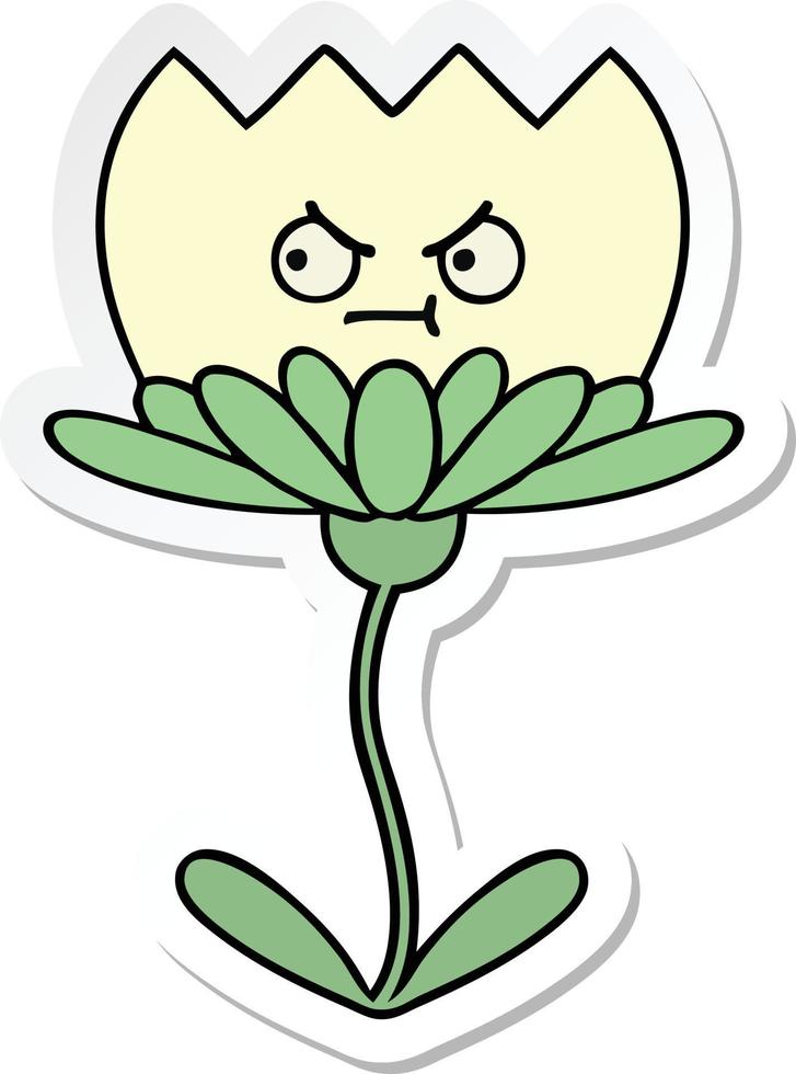 sticker of a cute cartoon flower vector