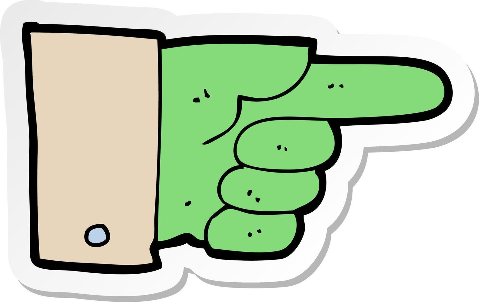 sticker of a cartoon pointing zombie hand vector