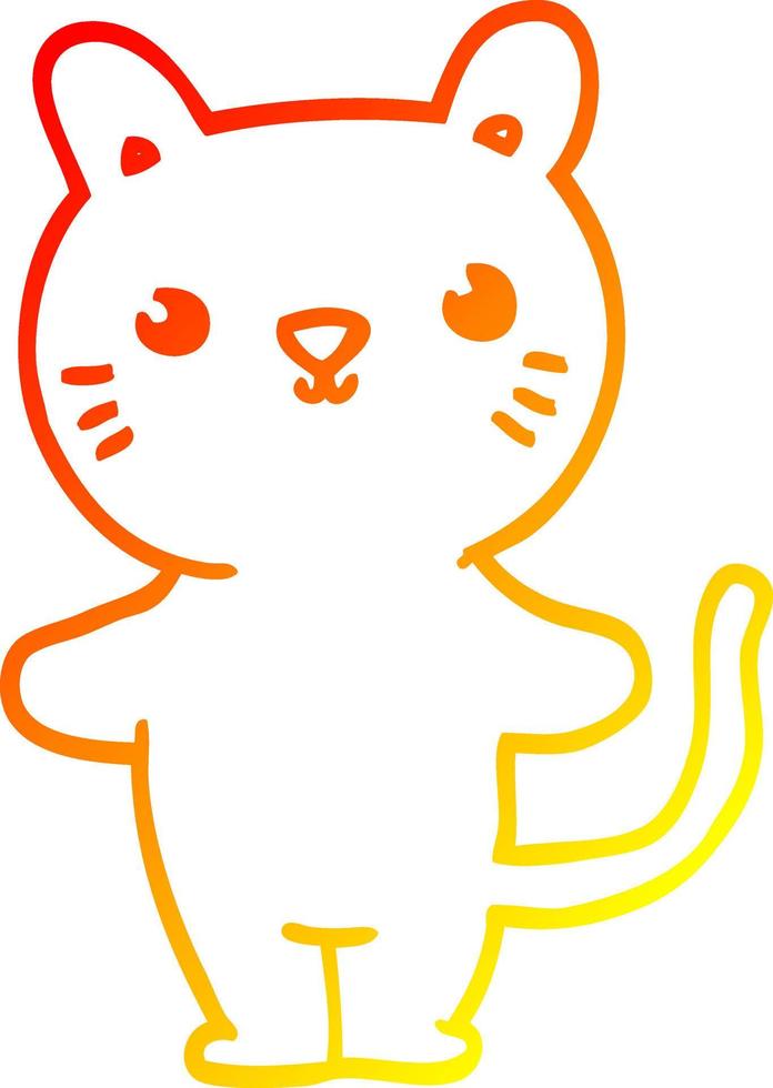 warm gradient line drawing cartoon cat vector