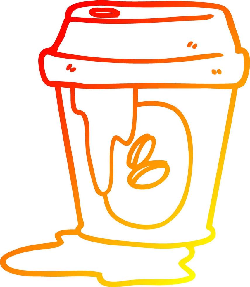 dibujo de línea de gradiente cálido dibujos animados de taza de café desordenado vector