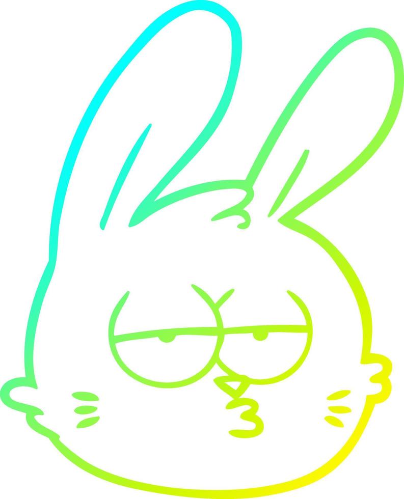 cold gradient line drawing cartoon jaded rabbit face vector