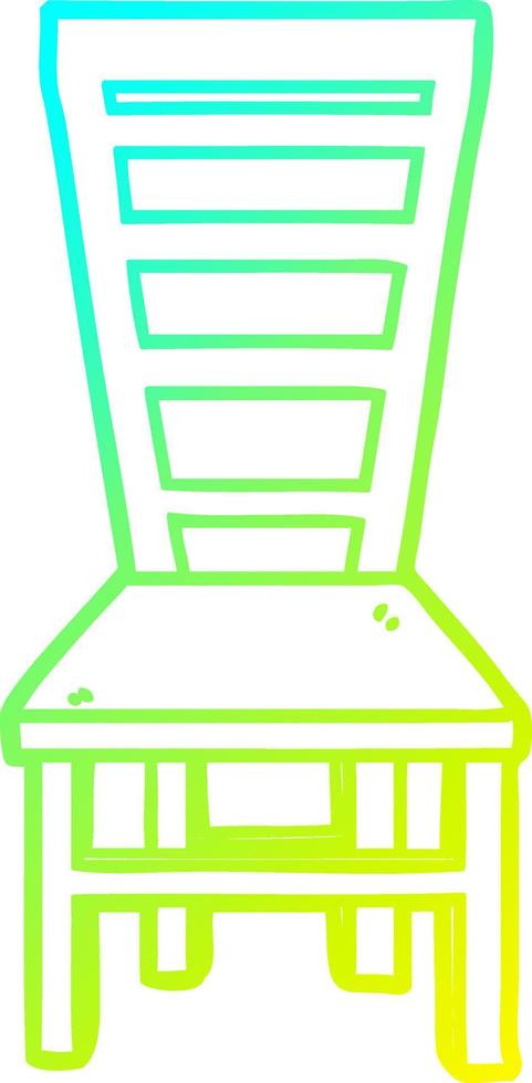 cold gradient line drawing old wooden chair cartoon vector