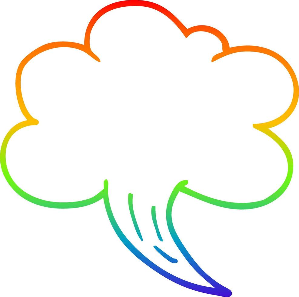 rainbow gradient line drawing cartoon whooshing cloud vector